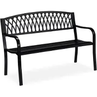 Relaxdays Panchina da giardino , a due posti, robusta, design rustico, comoda, in metallo, dimensioni: 87 x 127 x 60 cm, nera