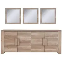 Meublorama Buffet 4 porte FARRA quercia dab sonoma con 3 specchi quadrati