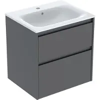 Geberit Renova Plan Ensemble lavabo pour meuble bord étroit, avec meuble sous lavabo, 2 tiroirs, 60x62,1x48cm, 504.039.JK.8, 504.039.JK.8