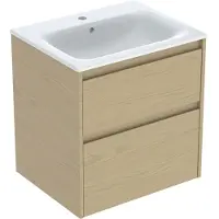 Geberit Renova Plan Ensemble lavabo pour meuble bord étroit, avec meuble sous lavabo, 2 tiroirs, 60x62,1x48cm, 504.039.PS.1, 504.039.PS.1