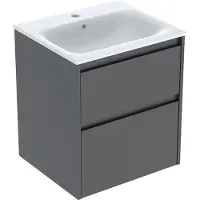 Geberit Renova Plan Ensemble lavabo pour meuble bord étroit, avec meuble sous lavabo, 2 tiroirs, 55x62,1x48cm, 504.038.JK.1, 504.038.JK.1
