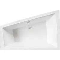 Besco BADLAND vasca angolare rettangolare INTIMAS DESTRA 160x90 con set di scarico e piedini + 2 cuscini da bagno + mensola da bagno in bambù | BADLAND INTIMAS