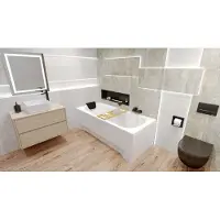 Besco BADLAND vasca rettangolare Bona 170x70 con set di scarico e piedini GRATIS senza rivestimento + ripiano in bambù | BADLAND BONA