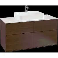Villeroy & Boch Finion meuble sous lavabo, 4 tiroirs, avec éclairage, lavabo au centre, 1200x603x501mm, Glass White Matt, G38100GN, G38100GN