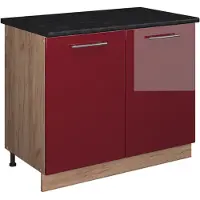 Vicco Mobile lavello cucina Fame-Line Bordeaux lucido/Rovere dorato 100 cm, PL Antracite, Model 61971