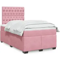 vidaXL Letto a molle con materasso rosa 120x190 cm in velluto