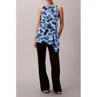 Calvin Klein Printed Satin Twiste Shirt Blue Taglia: 8 | Magliette intime Outlet | Donna | Blu
