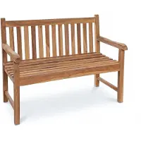 Linder Exclusiv GmbH Panca da giardino in teak massello Linder Exclusiv, modello Picadilly, 120 cm, panca per 2 persone con braccioli, finitura naturale, dimensioni 120x63x90,5 cm