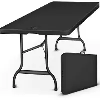 Markenlos Tavolo in plastica per 6 persone, 180 x 75 cm, con maniglia per il trasporto