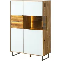 MASSIVMOEBEL24.DE MASSIVMOEBEL24 | Credenza in legno di quercia 94x43x144 natur / oliato bianco WIEN #125