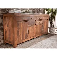 MASSIVMOEBEL24.DE MASSIVMOEBEL24 | Credenza in legno di acacia miele dorato laccato 200x45x90 SHAMAN #41