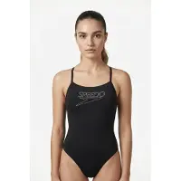 Speedo Women's Endurance+ Logo Thin Strap One Piece Costume intero Donna (38, blu)
