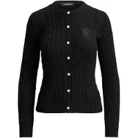 Ralph Lauren per donna. 200P14040003 Cardigan nero in cotone lavorato a trecce (S), Casual, Manica lunga