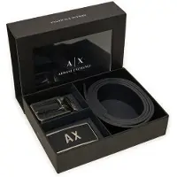 Armani Exchange per uomo. XM000185AF11958MC038 Set di cinture in pelle con due fibbie nere (OSFA), Nero, Casual