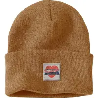 Carhartt Women's Knit Heart Patch Beanie Berretto Donna (One Size, marrone)