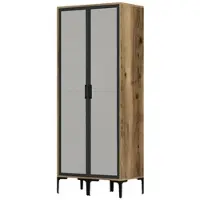 Dmora Guardaroba 2 Ante Bagnone 47.5x201.4h cm Nero Antracite, Appendiabiti 2 Ante