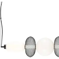 Milagro Moderna lampada a sospensione nera con paralumi in filo di vetro, ellissi, per soggiorno, sala da pranzo, sopra il tavolo, colore caldo, LED 32W ARAME