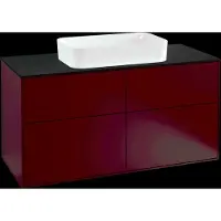 Villeroy & Boch Finion meuble sous lavabo, 4 tiroirs, avec éclairage, lavabo au centre, avec trou pour robinetterie, 1200x603x501mm, Glass Black Matt, G26200HB, G26200HB