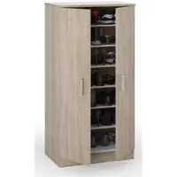 Dmora Armadio Multiuso 2 Ante Akimera 36x108h cm Marrone Rovere, 2 Ante 7 Vani
