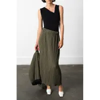 French Connection Niri Plisse Columned Midi Skir Khaki Green Taglia: XL | Maxi gonne Outlet | Donna | Marrone