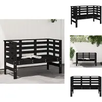The Living Store panca da giardino nera 111,5x53x71 cm in legno di pino massiccio