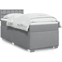 vidaXL Letto a molle con materasso grigio chiaro 100x200 cm in tessuto