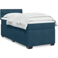 vidaXL Letto a molle con materasso blu scuro 90x190 cm in velluto