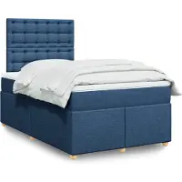 vidaXL Letto a molle con materasso blu 120x190 cm in tessuto