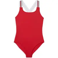 Tommy Hilfiger Girls Cross Back Swimsuit Primary Red Taglia: 12-14 | Costumi da Bagno Outlet | Unisex | Rosso