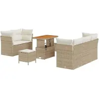 vidaXL Set da giardino composto da 8 pezzi, divano, colore beige, realizzato in rattan sintetico