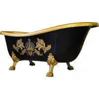 Casa Padrino Pompöös by vasca freestanding Deluxe di Harald Glööckler nero / oro / oro 169,5 x 76 x 72,5 cm con piedi a forma di leone color oro