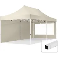 TOOLPORT 3x6m gazebo pieghevole con laterali (finestre panoramiche), ECONOMY acciaio, crema