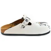 Calceo Clogs 'Women shoes -Calceo mules with cats WCAL342' bianco