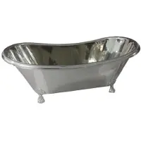 Casa Padrino vasca in rame Art Nouveau argento / argento cromo 170 x 72 x h. 71 cm - Vasca da bagno freestanding retrò - Arredo bagno rustico in rame
