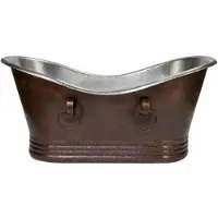 Casa Padrino Luxury Art Nouveau Copper Bathtub Bronze / Silver 170 x 72 x H. 72 cm - Freestanding Retro Bathtub - Rustic Copper Bathroom Furniture