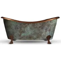 Casa Padrino Luxury Art Nouveau Copper Bathtub Antique Mint Green / Copper 170 x 72 x H. 71 cm - Freestanding Retro Bathtub - Rustic Copper Bathroom Furniture