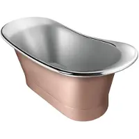 Casa Padrino vasca in rame Art Nouveau argento/rame 172,7 x 71,1 x H. 71,1 cm - Vasca da bagno freestanding retrò - Arredo bagno rustico in rame