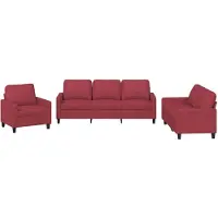 vidaXL Set divano 3 pezzi con cuscini in Pelle finta rosso vino