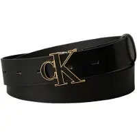 Calvin Klein Round Buckle 30mm Belt Black/antique Light Gold Taglia: 125 | Cinture Outlet | Donna | Giallo