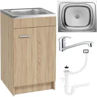 Stamar | Il mobile da cucina, Sonoma 50 cm, lavello, rubinetto, sifone