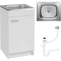 Stamar | Base per cucina - 50 cm - Bianco - con lavello e sifone