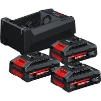 Bosch Pacchetto energetico da 18 V: 3 batterie GBA 18 V 4,0 Ah + caricabatterie rapido GAL 12 V/18 V-80 - 0615V0005X