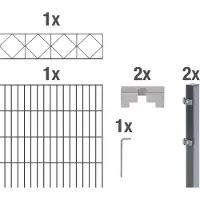 Alberts 667504 Staccionata doppia "Bergen" come set completo di 7 pezzi, plastificata, antracite, altezza 100 cm, lunghezza 2 m