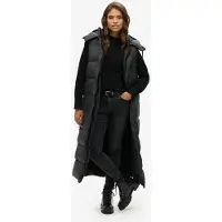 Superdry per donna. W5011444A Gilet lungo con cappuccio Ripstop nero (M), Casual, Poliestere