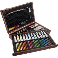 Maaleo Ampio set per piccoli artisti, completo di 129 pezzi, contenuto in una valigetta in legno