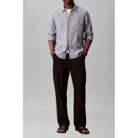 Calvin Klein Pinstripe Linen Shirt Brilliant White Taglia: XL | Camicie Casual Outlet | Uomo | Bianco