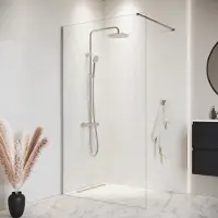 Badplaats Parete Doccia Florida 140 x 200 cm - Cromo - Doccia Walk-In Vetro di Sicurezza 8 mm