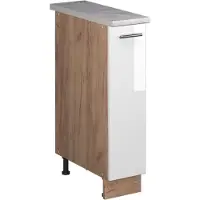 Vicco Armadio cucina dispensa alto Fame-Line Bianco lucido/Rovere dorato 20 cm, PL Marmo, Model 62137