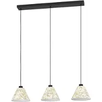 Eglo Oxpark lampada a sospensione, lampada a sospensione, lampada da sala da pranzo in metallo nero e tessuto con foglie di bambù, lampada a sospensione, attacco E27, 92 cm