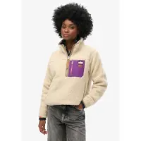 Superdry per donna. W2012343A Polar Vintage Retro Half Zip Beige (L), Casual, Poliestere